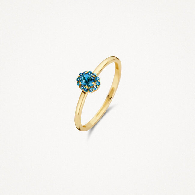 Ring 1226YLB - 14k Geelgoud met Blauwe Topas