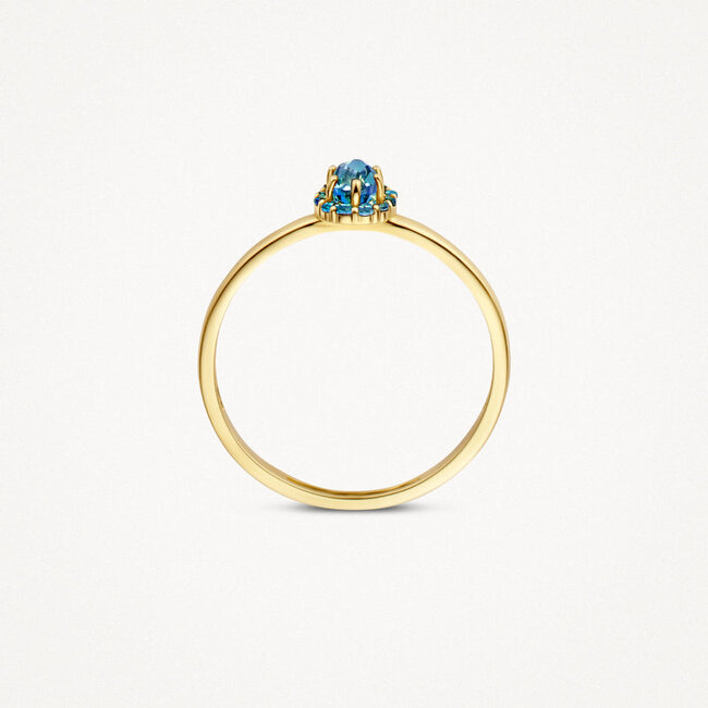 Ring 1226YLB - 14k Geelgoud met Blauwe Topas