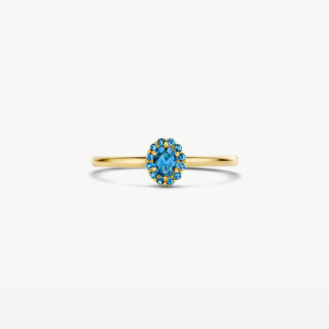 Ring 1226YLB - 14k Geelgoud met Blauwe Topas
