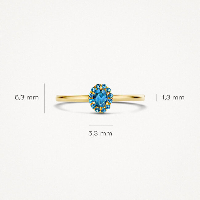 Ring 1226YLB - 14k Geelgoud met Blauwe Topas
