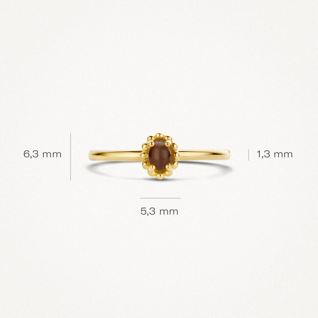 Ring 1225YCB - 14k Geelgoud met bruin kattenoog