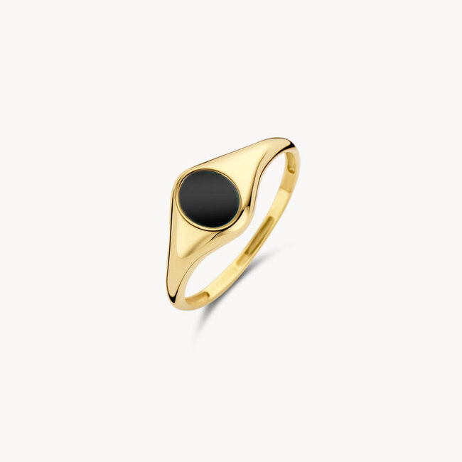 Zegelring 1219YON - 14k Geelgoud met onyx