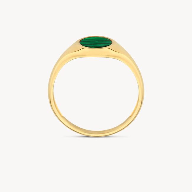 Zegelring 1214YMA - 14k Geelgoud met Malachiet