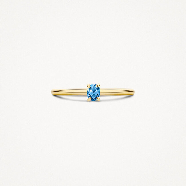 Ring 1204YLB - 14k Geelgoud met Blauwe Topas maat 52