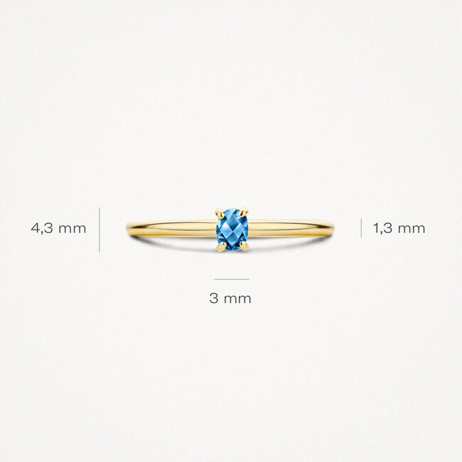 Ring 1204YLB - 14k Geelgoud met Blauwe Topas