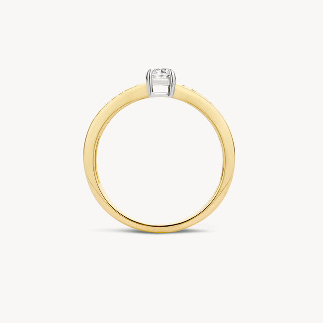 Ring 1125BZI - 14k Geel en Witgoud met Zirkonia