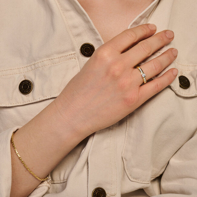 Ring 1125BZI - 14k Geel en Witgoud met Zirkonia