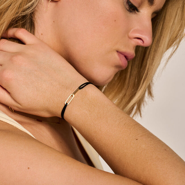 Armband 2216YGO - 14k Geel goud met zijdekoord
