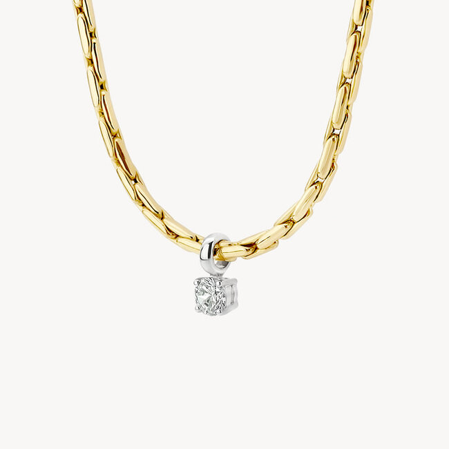 Collier 3053BZI - 14k Geel en Wit Goud met Zirkonia
