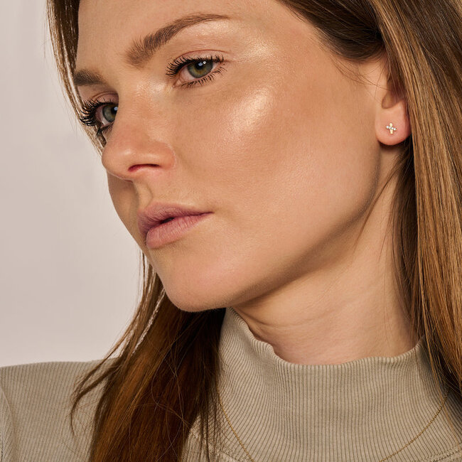 Oorknoppen 7301YZI - 14k Geel goud met zirkonia