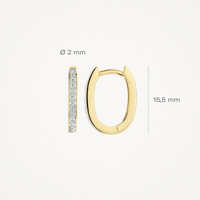 Oorringen 7234BZI - 14k Geel en Witgoud met zirkonia