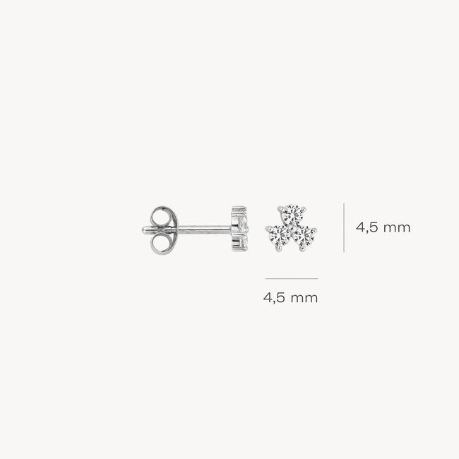 Oorknoppen 7197WZI - 14k Witgoud met zirkonia