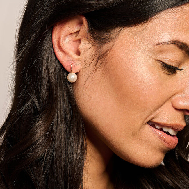 Oorbellen 7049YPW - 14k Geel Goud met Swarovski parel