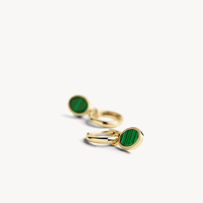Oorbedels 9078YMA - 14k Geelgoud met Malachiet