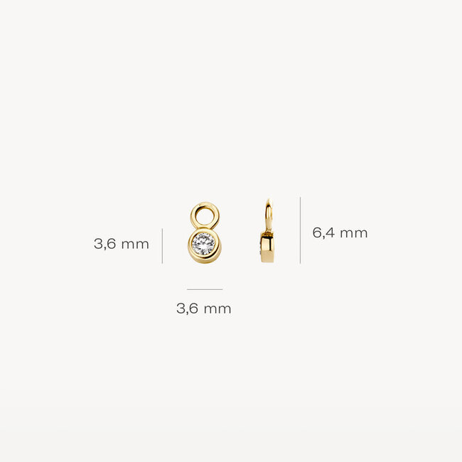 Oorbedel 9058YZI - Geelgoud (14Krt.) met Zirkonia