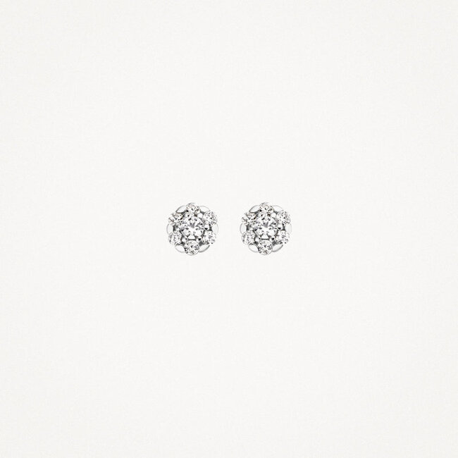 Oorknoppen 7241WZI - 14k Witgoud met zirkonia