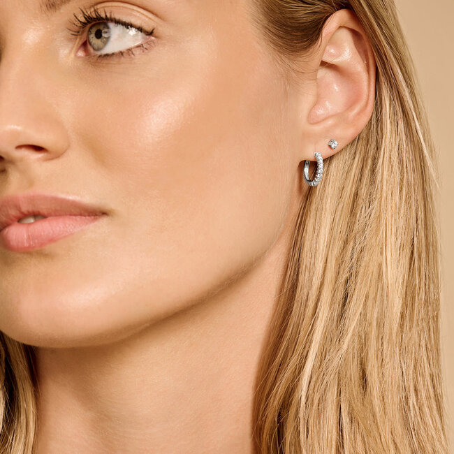 Oorknoppen 7211WZI - 14k Witgoud met zirkonia