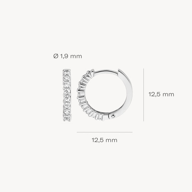 Oorringen 7166WZI - 14k Witgoud met zirkonia