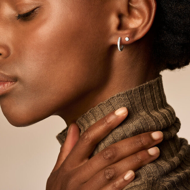 Oorringen 7163WZI - 14k Wit goud met zirkonia