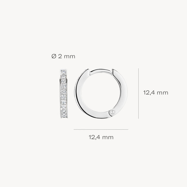 Oorringen 7163WZI - 14k Wit goud met zirkonia