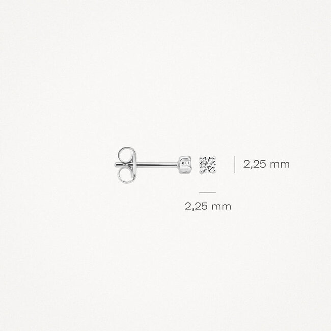 Oorknoppen 7138WZI - 14k Witgoud met zirkonia