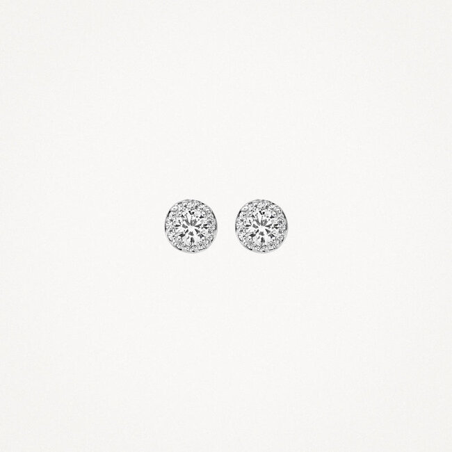 Oorknoppen 7132WZI - 14k Witgoud met zirkonia