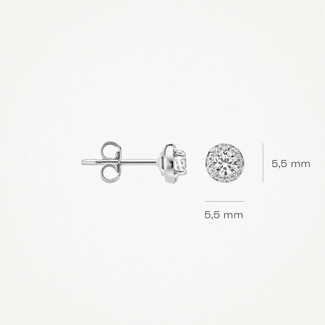 Oorknoppen 7132WZI - 14k Witgoud met zirkonia