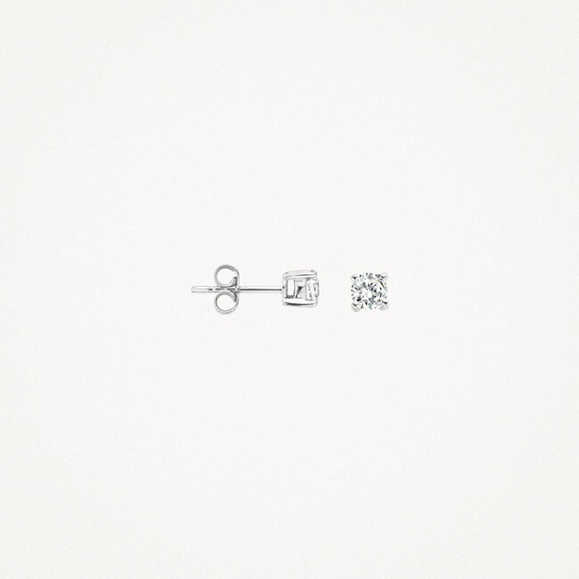 Oorknoppen 7128WZI - 14k Witgoud met zirkonia