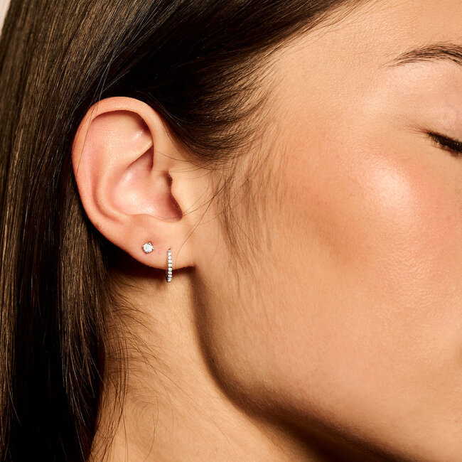 Oorknoppen 7128WZI - 14k Witgoud met zirkonia