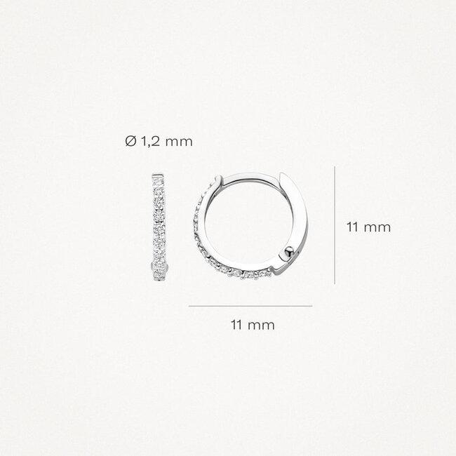 Oorringen 7269WZI - 14k Witgoud met zirkonia