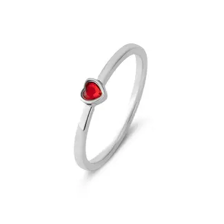 Melano Jewelry Friends Amour Ring (vanaf maat 44) Ruby Red - Zilverkleurig