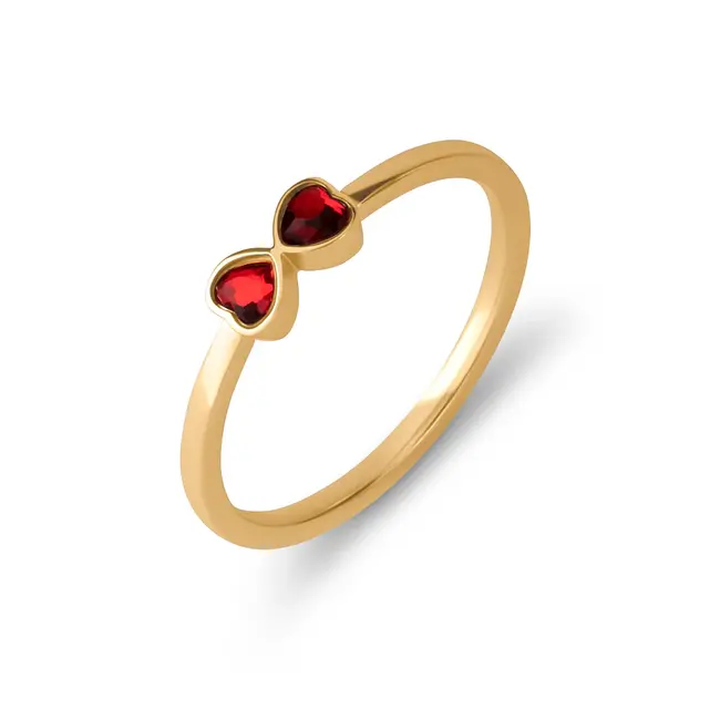 Friends Adore Ring Ruby Red - Goudkleurig