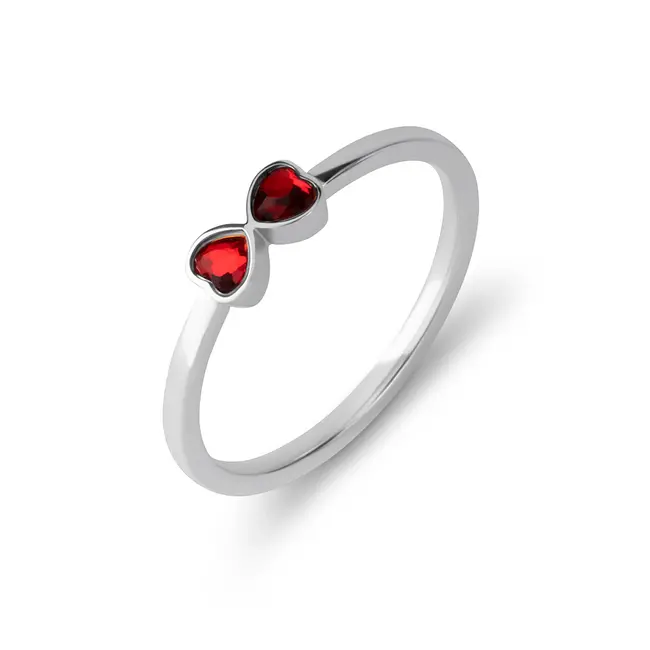 Friends Adore Ring Ruby Red - Zilverkleurig