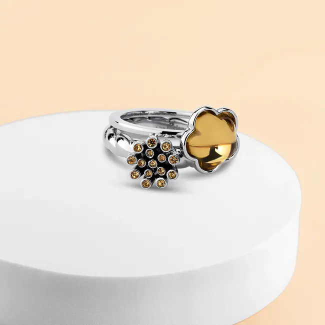 Twisted Coral Cabana Ringen Set - Zilverkleurig