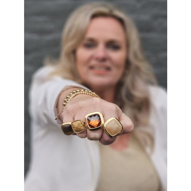 Kosmic Bali Square Gem Steen - Picture Jasper