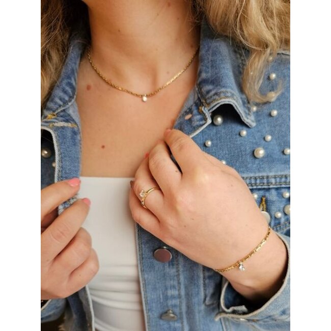 Collier 3053BZI - 14k Geel en Wit Goud met Zirkonia