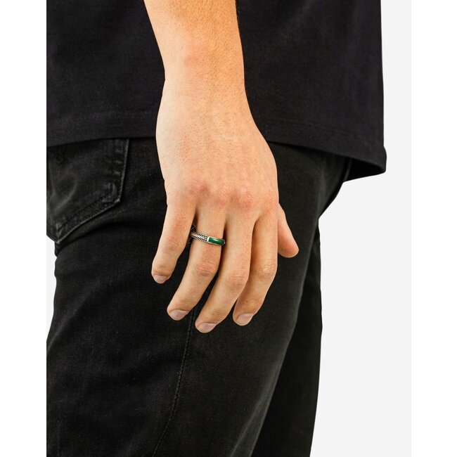 Ring Ben Mini (Edel) Steen Malachiet Zilver