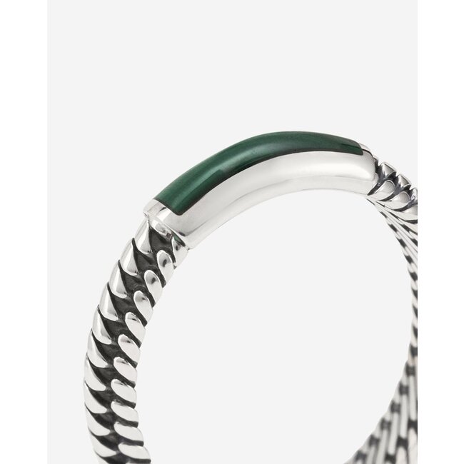 Ring Ben Mini (Edel) Steen Malachiet Zilver