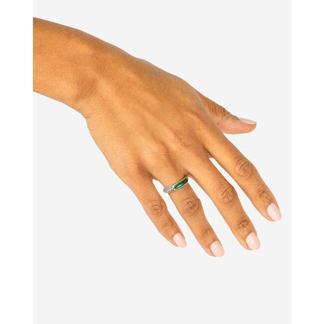 Ring Ben Mini (Edel) Steen Malachiet Zilver