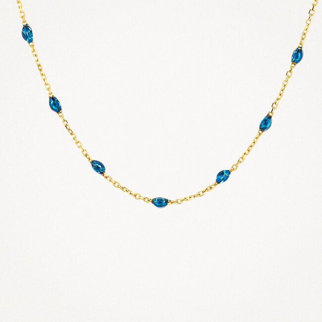 Collier 3162YRB - 14k Geelgoud met blauwe resin