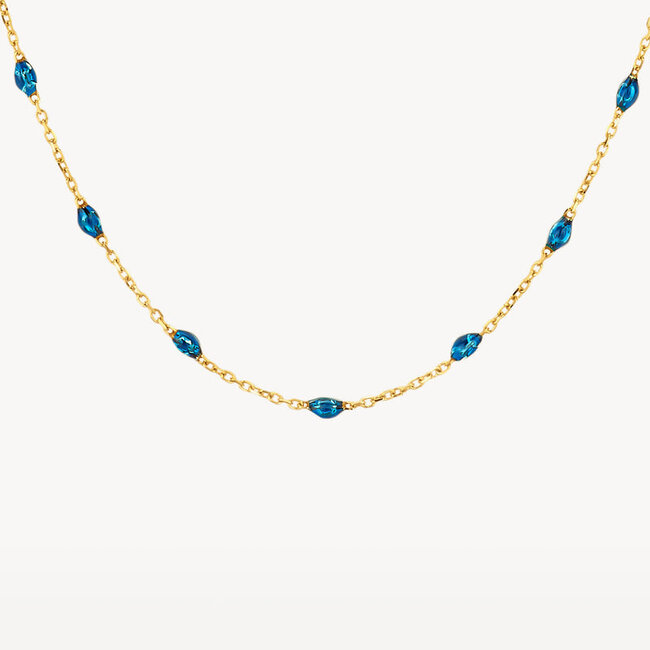 Collier 3162YRB - 14k Geelgoud met blauwe resin