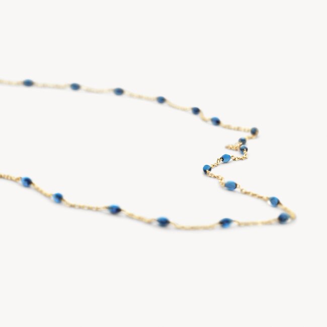 Collier 3162YRB - 14k Geelgoud met blauwe resin