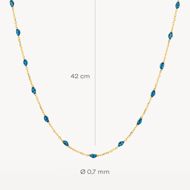 Collier 3162YRB - 14k Geelgoud met blauwe resin
