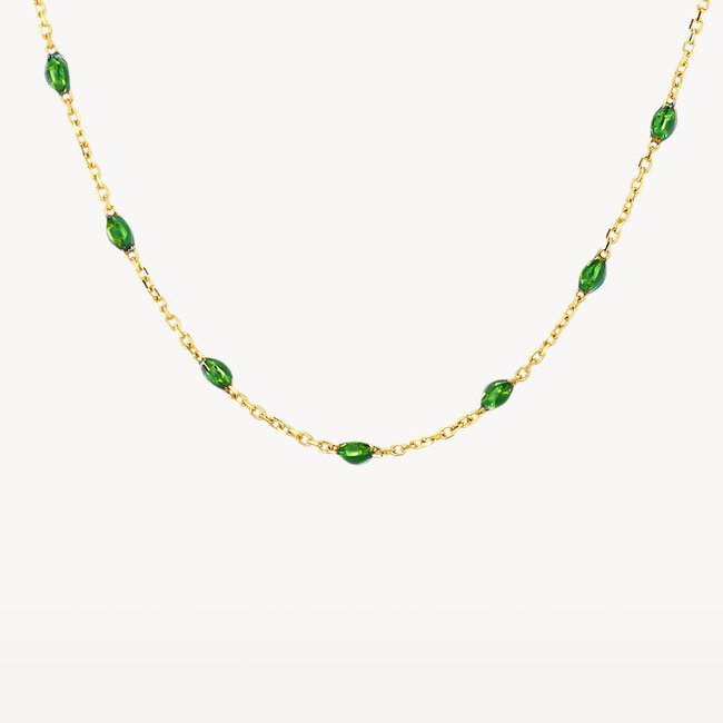 Collier 3162YRG - 14k Geelgoud met groene resin