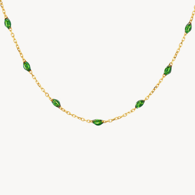 Collier 3162YRG - 14k Geelgoud met groene resin