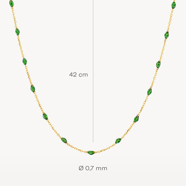 Collier 3162YRG - 14k Geelgoud met groene resin