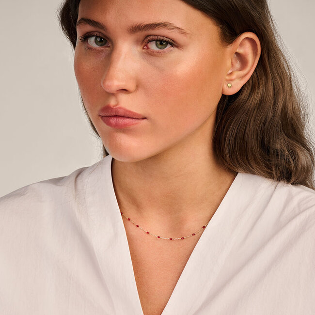 Collier 3162YRR - 14k Geelgoud met rode resin