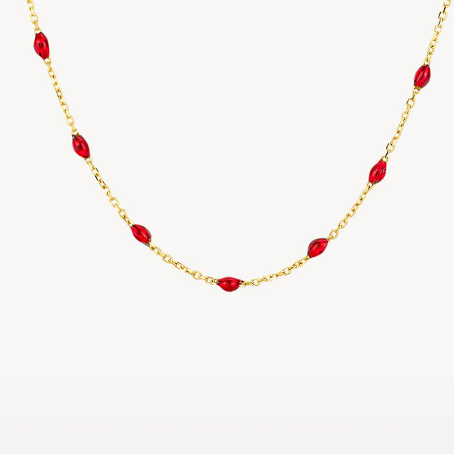 Collier 3162YRR - 14k Geelgoud met rode resin
