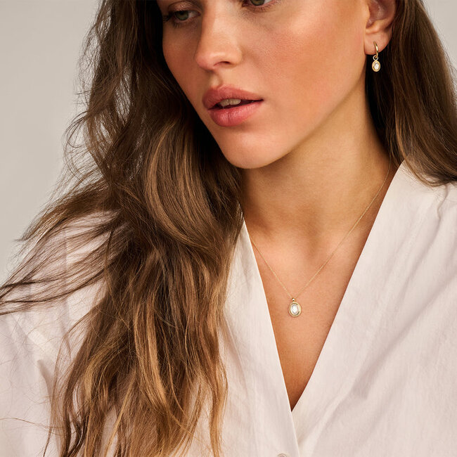 Collier 3169YMQ - 14k Geelgoud met parelmoer en bergkristal