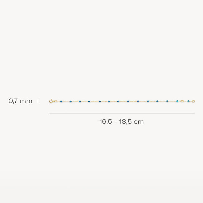 Armband 2226YRB - 14k Geelgoud met blauwe resin